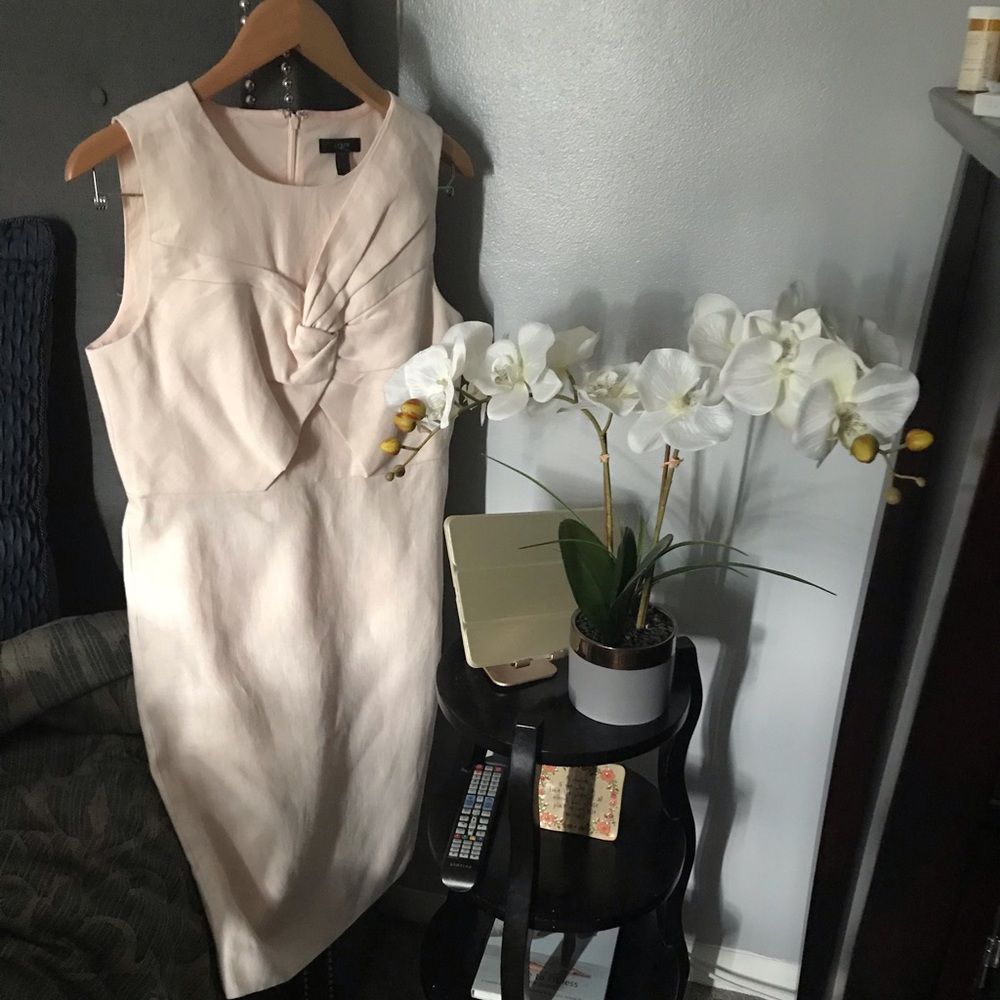 NWOT J Crew Pink Drape Knot Dress Irish Linen - Picture 1 of 2